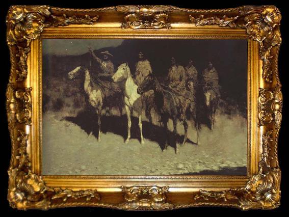 framed  Frederic Remington Who Comes There (mk43), ta009-2
